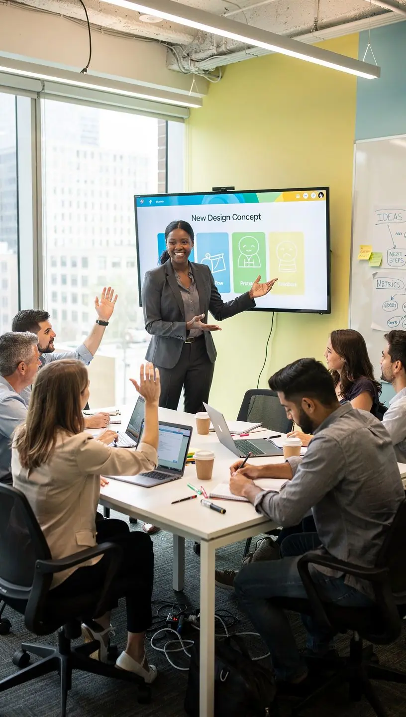 Strefa konferencyjna z nowoczesnym wyposażeniem multimedialnym.