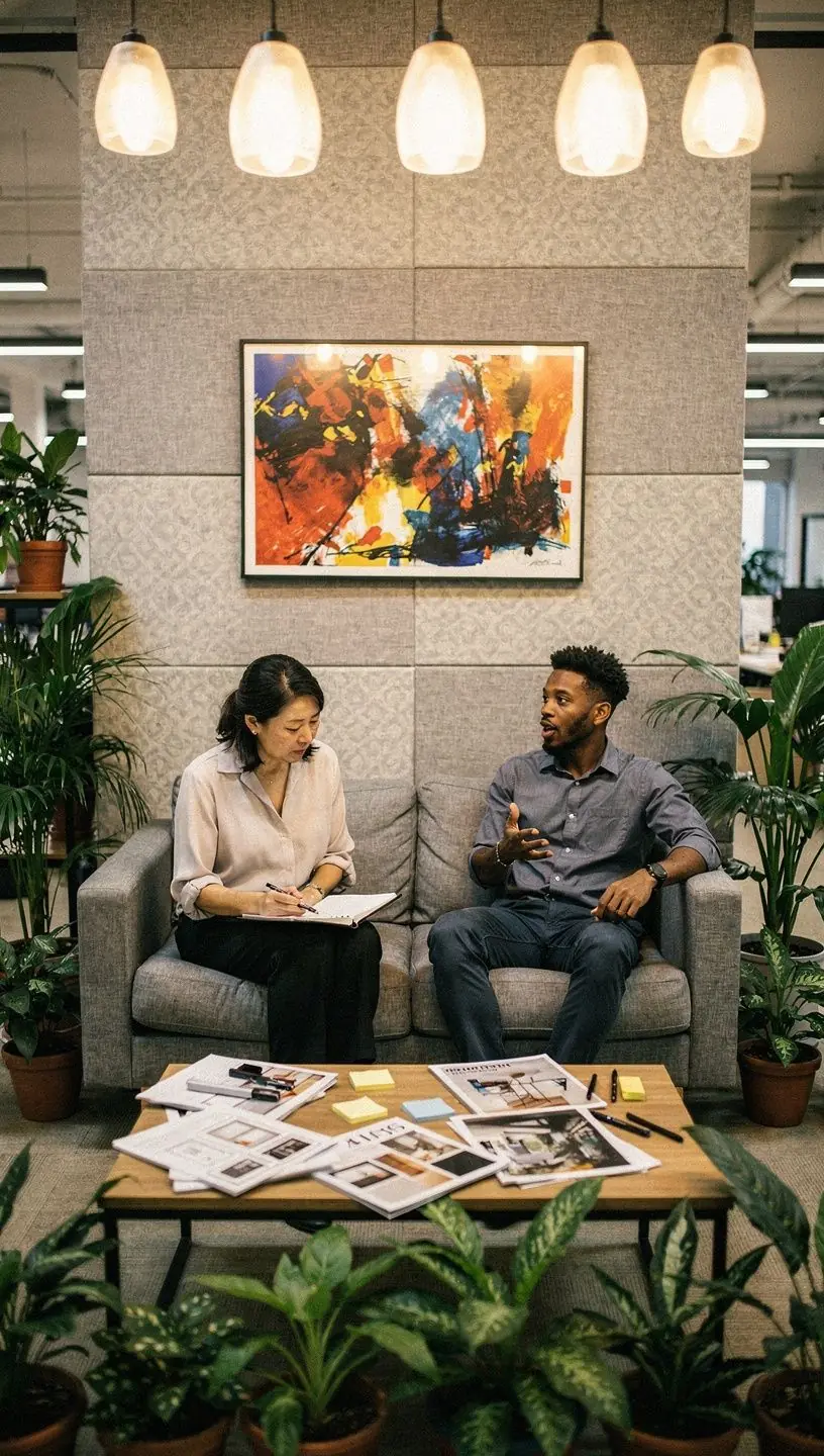 Biuro z oświetleniem LED, które poprawia samopoczucie i koncentrację pracowników.